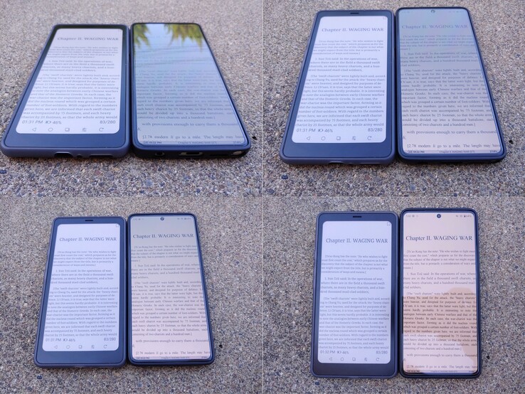 Kaleido vs OLED (~550 nits). Luce solare pomeridiana in ombra.