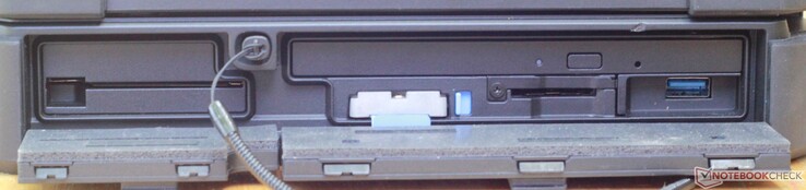 Lato destro: Smart Card, stylus, Blu-Ray drive, drive NVMe removibile, SD Card, USB 3.0 Type-A