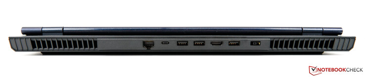 Indietro: Ethernet (RJ-45), USB-C 3.2 Gen 2, 2x USB-A 3.2 Gen 1, HDMI, USB-A 3.2 Gen 1, adattatore AC