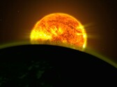 Un'illustrazione artistica raffigurante il Sole e la Terra.