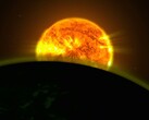 Un'illustrazione artistica raffigurante il Sole e la Terra.