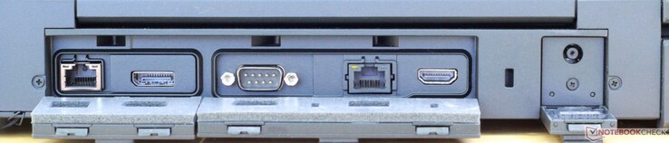 Lato posteriore: Gigabit Ethernet, DisplayPort 1.2, Serial, Gigabit Ethernet, HDMI 1.4, DC in