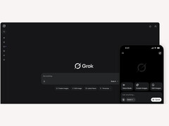 Un&#039;immagine promozionale di Grok di xAI che mostra l&#039;interfaccia del chatbot su desktop e mobile. (Fonte immagine: xAI)