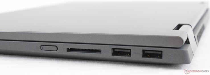 A destra: Pulsante di accensione, lettore di schede SD, 2x USB-A 3.1 Gen. 1