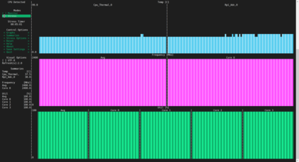 Stress test del Pi 5 con il raffreddatore a liquido (Fonte: Seeed Studio)