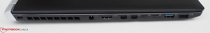 Left side: Kensington Lock, DC-in, HDMI 2.0, 2x Mini-DisplayPort 1.4, 2x USB-C 3.1 Gen2, 2x USB-A 3.0