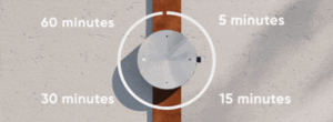 Le preimpostazioni del timer di vibrazione dell'orologio STUND - 5, 15, 30 o 60 minuti (Fonte immagine: INDEMAND su Indiegogo)