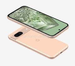 Si dice che Google abbia sviluppato le finiture Pixel 8a Bay, Mint, Obsidian e Porcelain, quest&#039;ultima raffigurata. (Fonte immagine: @OnLeaks &amp;amp; SmartPrix)