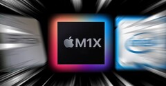 Le stime per l&#039;Apple M1X lo vedono superare in velocità i suoi rivali AMD e Intel. (Fonte immagine: AMD/Apple/Intel - modificato)