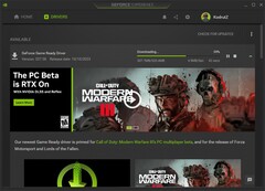 Nvidia GeForce Game Ready Driver 537.58 sta scaricando l'aggiornamento tramite GeForce Experience (Fonte: Own)
