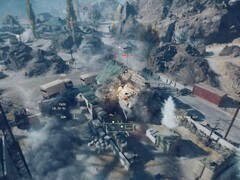 Un elicottero d&#039;attacco spara e distrugge un edificio in Battlefield 6. (Fonte immagine: Battlefield su YouTube, screenshot)