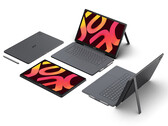 I nuovi tablet Iconia supportano accessori quali tastiera staccabile e stilo. Nell’immagine: una foto promozionale che mostra i tablet OLED.
