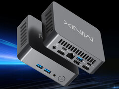 Il NUC300 dispone di una porta 2.5GbE. Nell’immagine: un rendering promozionale che mostra il design e la configurazione delle porte del mini PC.