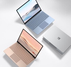 Il Surface Laptop Go 2 dovrebbe essere lanciato in quattro colori, compresi i tre mostrati qui. (Fonte immagine: Microsoft)