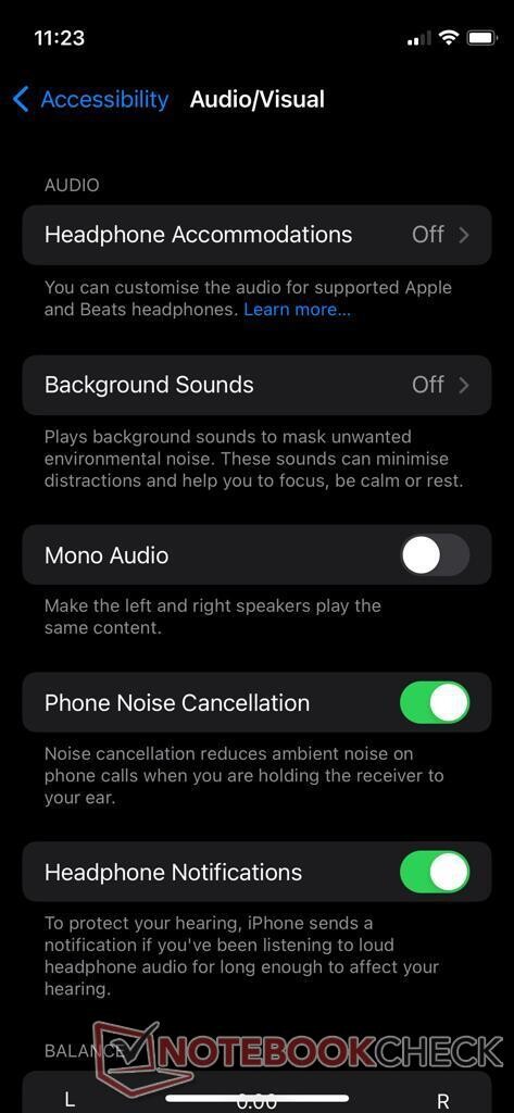 la 'cancellazione del rumore del telefono' su un iPhone 12 mini. (Fonte: NotebookCheck)