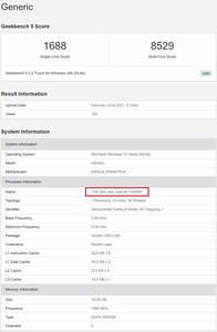 Intel Core i9-11900KF. (Fonte Immagine: Geekbench)