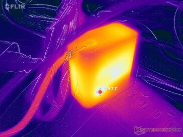 L'adattatore CA raggiunge oltre 49 C quando si utilizzano carichi impegnativi