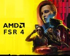 Personaggi di Cyberpunk 2077 con il logo AMD FSR 4 (Fonte immagine: Modificato utilizzando l'artwork ufficiale di Cyberpunk 2077 di CD Projekt Red)