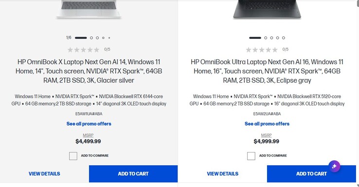 Prezzi dei laptop HP Nvidia RTX Spark a 20 core