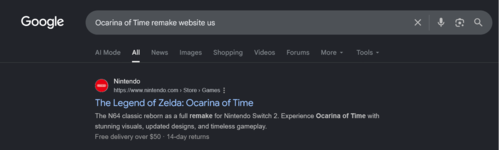 The Legend of Zelda: Ocarina of Time – Remake per Switch 2: indiscrezioni emerse da una ricerca su Google