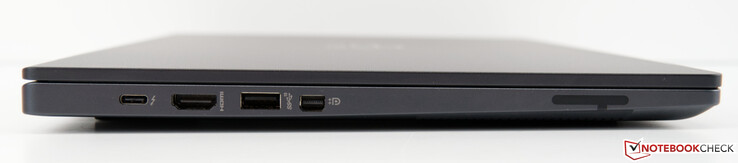 A sinistra: Thunderbolt 4/USB 4 via Type-C, HDMI 2.0b, USB 3.2 Gen2 Type-A, Mini DisplayPort 1.4a