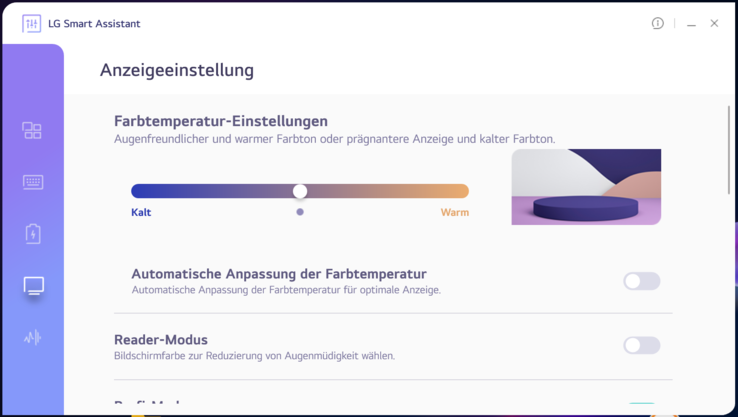 LG Smart Assistant - impostazioni dello schermo