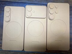 Presunte unità fittizie di Galaxy S26/Pro (a sinistra), Galaxy S26 Edge (al centro) e Galaxy S26 Ultra (a destra). (Fonte immagine: Sony Dickson su X)