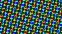 Il display OLED utilizza una matrice di subpixel RGGB composta da un diodo luminoso rosso, uno blu e due verdi.