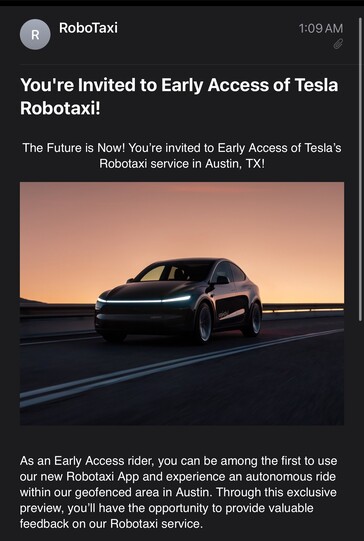 Invito al lancio di Tesla Robotaxi.
