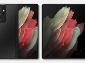 Si dice che il Galaxy Z Fold3 avrà questo aspetto. (Fonte: Twitter)