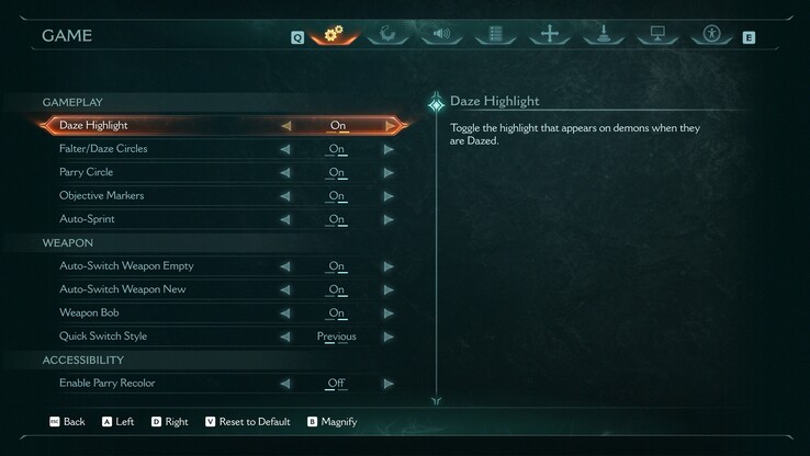 C'è un numero spropositato di opzioni di personalizzazione in Doom The Dark Ages