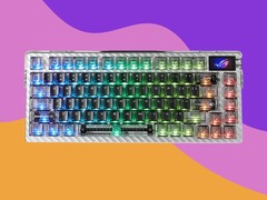 La tastiera meccanica Asus ROG NightMagic Extreme Special Edition presenta un guscio e dei keycaps completamente trasparenti. (Fonte immagine: Asus, Unsplash, modificato)