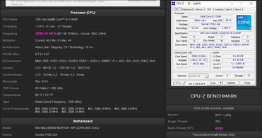 voce i5-12400F. (Fonte immagine: CPU-Z Validator via @TUM_APISAK)