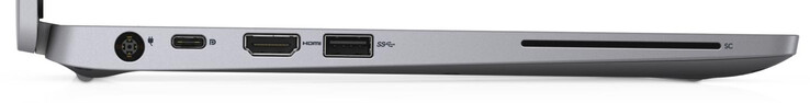 Lato sinistro: alimentazione, USB 3.2 Gen 2 (Tipo-C; DisplayPort, alimentazione), HDMI, USB 3.2 Gen 1 (Tipo-A)