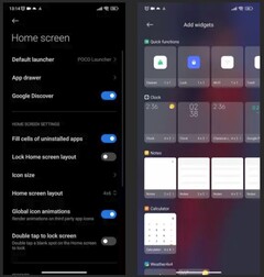 Poco Launcher 4.0 Impostazioni e Widget Picker (Fonte: Xiaomiui)