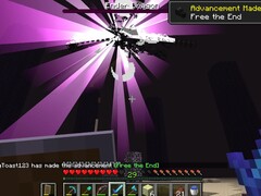 Uno screenshot di un utente che sconfigge l’Ender Dragon in Minecraft