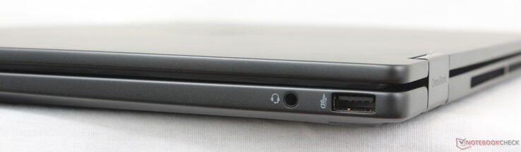 A destra: cuffie da 3,5 mm, USB-A (10 Gbps)