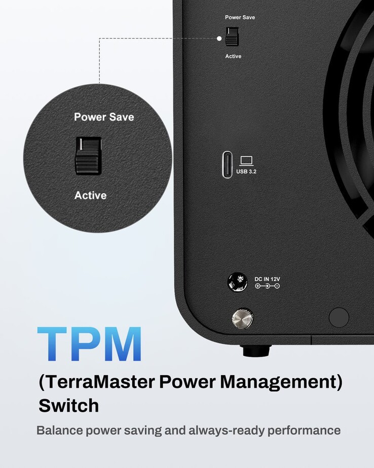 L'immagine mostra la funzione dedicata al risparmio energetico del TerraMaster D8 Hybrid 2 DAS