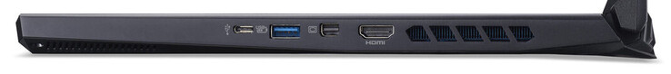 Lato destro: una porta USB 3.2 Gen 2 (Type-C), una porta USB 3.2 Gen 1 (Type-A), porta miniDP, porta HDMI