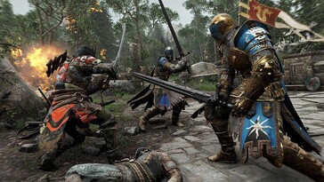 Immagine dal gioco For Honor che mostra dei cavalieri che combattono. (Fonte immagine: Steam)