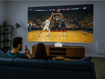 Proiettore laser 4K Optoma GT4000UHD su supporto TV (Fonte: Optoma PR)