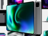 I rendering non ufficiali dell'iPad Pro 2022 Apple mostrano il notch del display davanti e al centro. (Fonte immagine: @ld_vova - modificato)