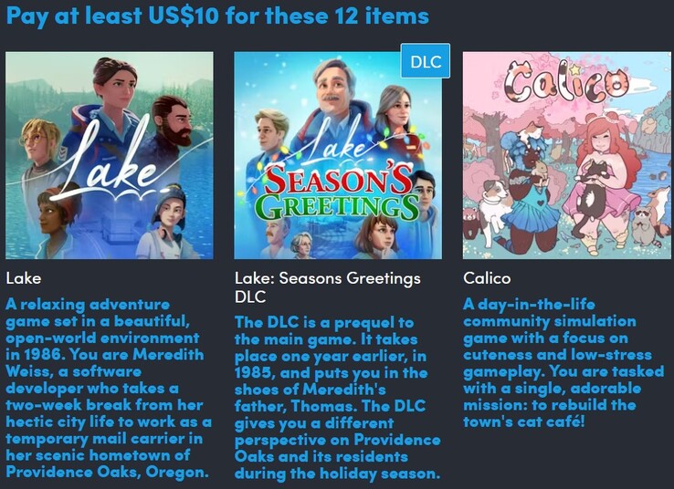 Immagine decorativa. Il terzo livello contiene un totale di 12 articoli (Fonte: Humble Bundle)