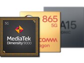 L'ARM Mali-G710 MP10 nella Dimensity 9000 ha battuto le GPU nella SD865 e Apple A15. (Fonte immagine: MediaTek/Qualcomm/Apple - modificato)