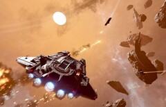 Schermata della nave da salto che mostra la battaglia spaziale
