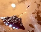 Schermata della nave da salto che mostra la battaglia spaziale