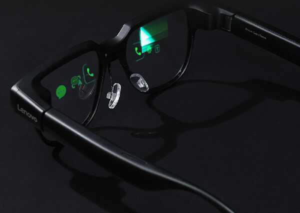 Gli occhiali Lenovo Visual AI sono i primi a utilizzare la tecnologia della guida d'onda di diffrazione in resina. (Fonte: Lenovo) 