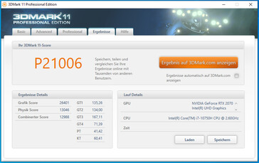 3DMark 11 (Balanced, collegato alla rete elettrica)