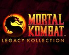 Il logo di Mortal Kombat: Il logo della Legacy Kollection presenta l'iconico emblema del drago con testo rosso e giallo sfumato su uno sfondo scuro crepato (Fonte immagine: Warner Bros. Games / NetherRealm Studios)