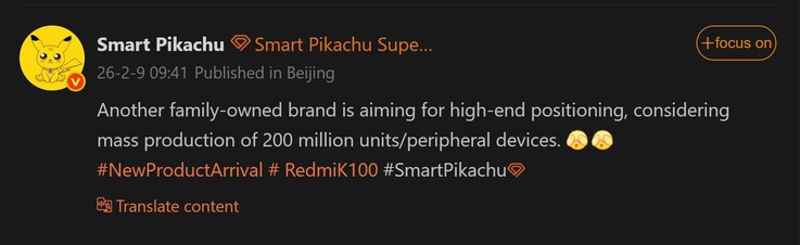 Smart Pikachu condivide un nuovo rapporto sulla serie Redmi K100